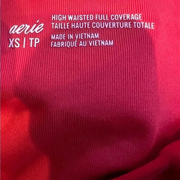 Aerie High Waisted Full Coverage Red Bikini Bottoms Size XS 4th July Beach - Picture 7 of 8